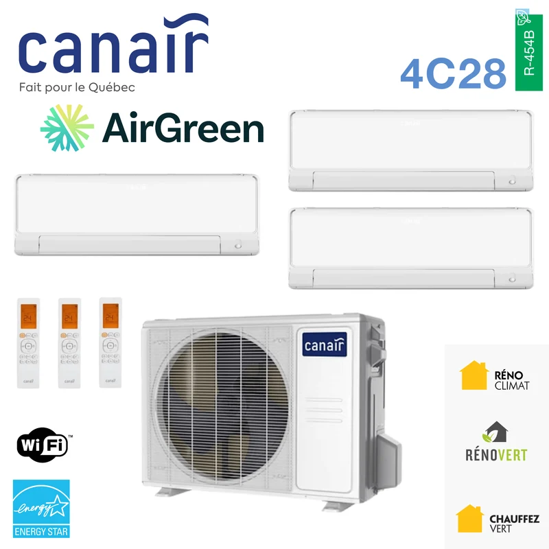 Thermopompe CANAIR 4C28 - R454B | 3-Zones - 36 000 BTU Extérieur
