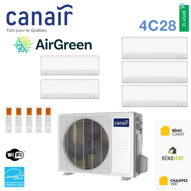 Thermopompe CANAIR 4C28 - R454B | 5-Zones - 48 000 BTU Extérieur