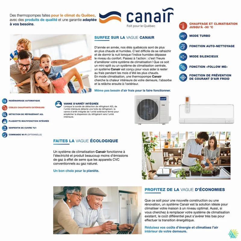 Thermopompe CANAIR 4C28 - R454B | 5-Zones - 36 000 BTU Extérieur