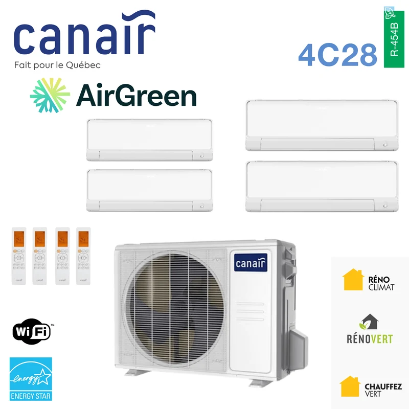 Thermopompe CANAIR 4C28 - R454B | 4-Zones - 48 000 BTU Extérieur