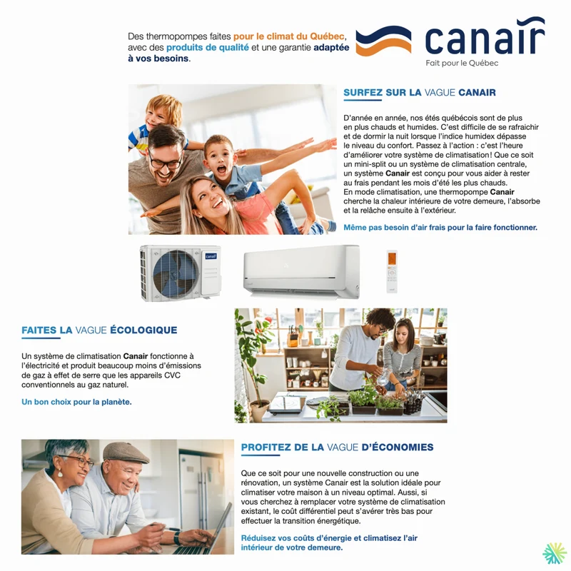 Thermopompe Murale CANAIR 4C22 | 9 000 BTU - R454B - 115V | Montréal