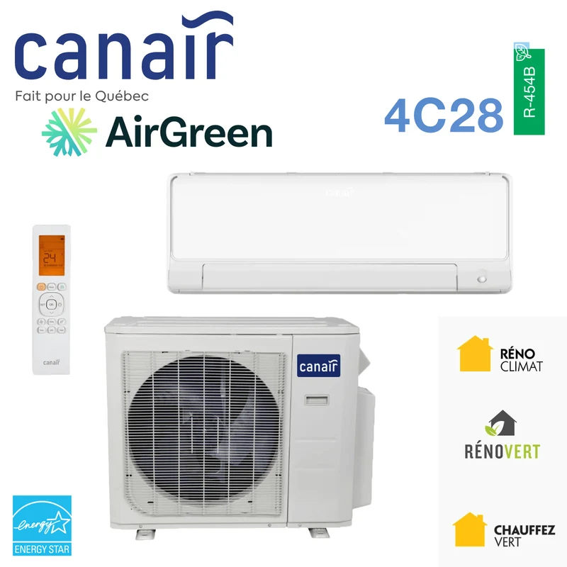 Thermopompe Murale CANAIR 4C28 | 12 000 BTU - R454B | Montréal, Rive Sud, Rive Nord