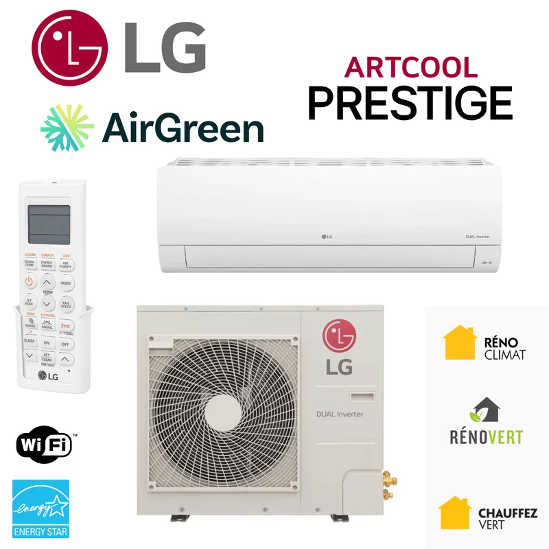 Thermopompe Murale LG ARTCOOL PRESTIGE R32 | 15 000 BTU (-25°C)