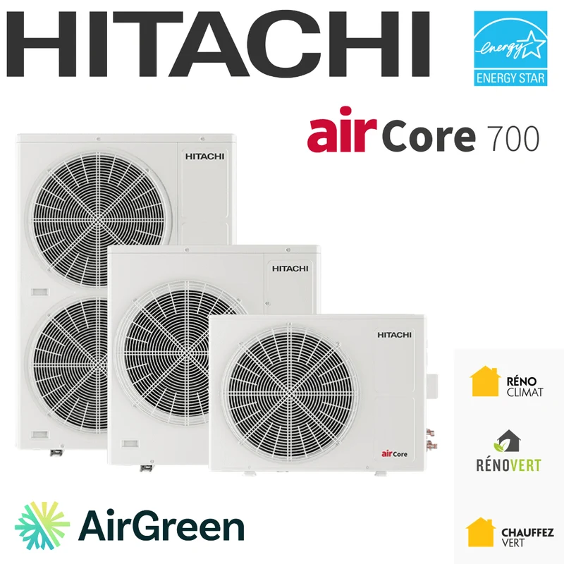 Thermopompe centrale HITACHI airCore 700 HEATFORCE | 2 Tonnes - 24 000 BTU