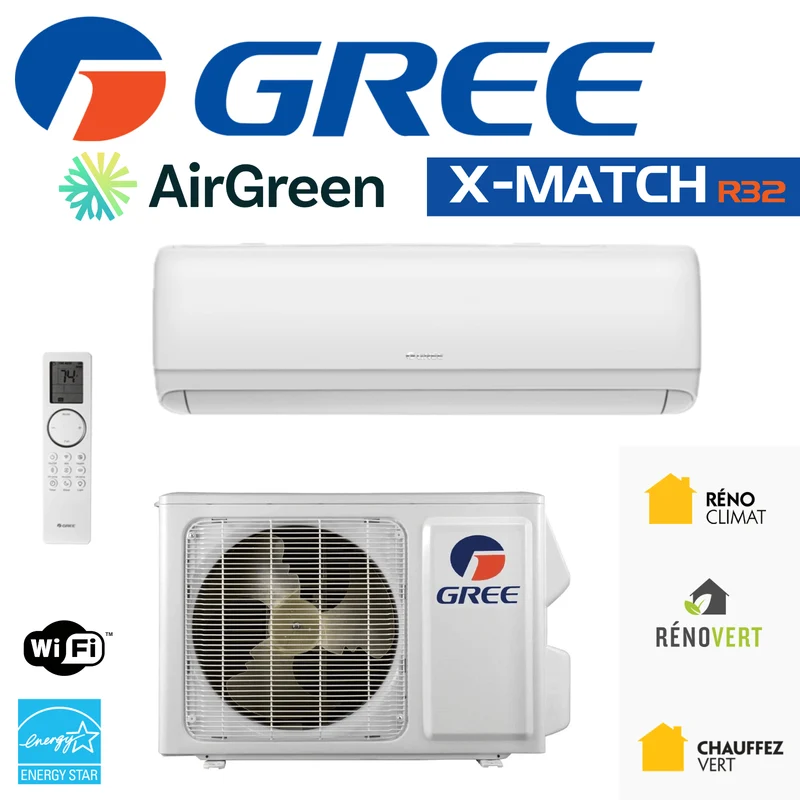 Thermopompe Murale GREE X-MATCH R32 | 36 000 BTU | Montréal, Rive Sud & Rive Nord