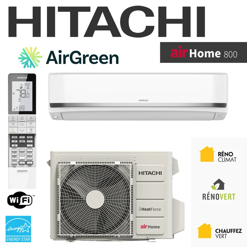Thermopompe Murale HITACHI airHome800 | 24000 BTU (-30°C)