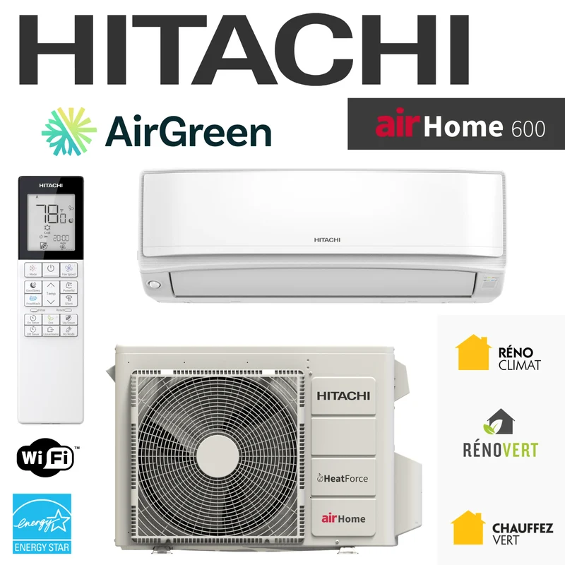 HITACHI airHome600 | 15 000 BTU | Thermopompe à très haute efficacité