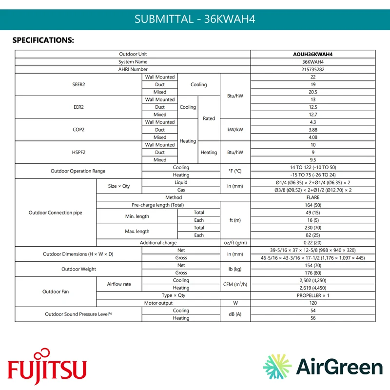 Thermopompe TripleZone FUJITSU Aquila XLTH R32 | 36 000 BTU | Montréal, Laval, Rive Sud, Rive Nord