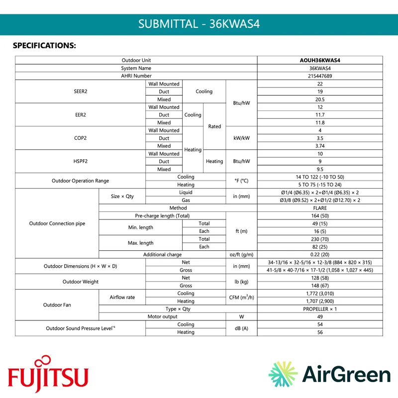 Thermopompe 3-Zones FUJITSU Aquila R32 | 36 000 BTU | Montréal, Laval, Rive Sud, Rive Nord