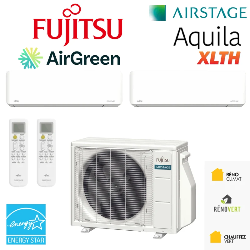 Thermopompe 2-Zones FUJITSU Aquila XLTH R32 | 18 000 BTU | Montréal, Laval, Rive Sud, Rive Nord