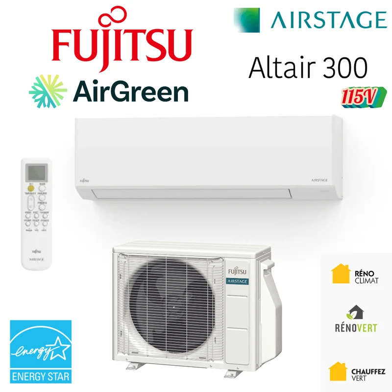 Mini Split FUJITSU ALTAIR 300 | 9 000 BTU 115V | Montréal, Laval, Rive Sud, Nord
