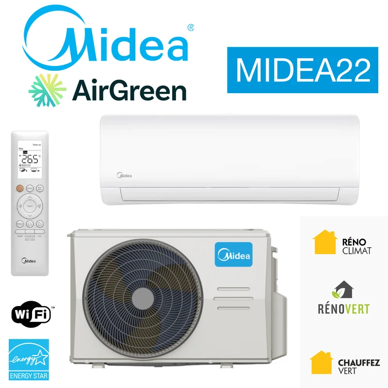 Thermopompe Murale MIDEA22 | 12000 BTU 220V | Montréal, Rive Sud, Nord