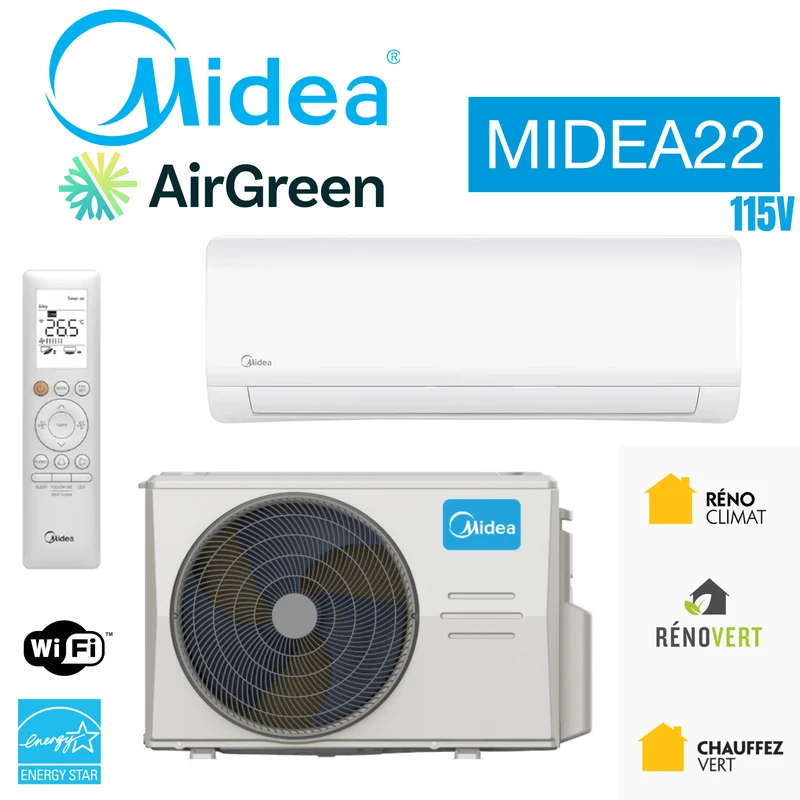 Thermopompe Murale MIDEA22 | 9000 BTU 115V | Montréal, Rive Sud, Nord