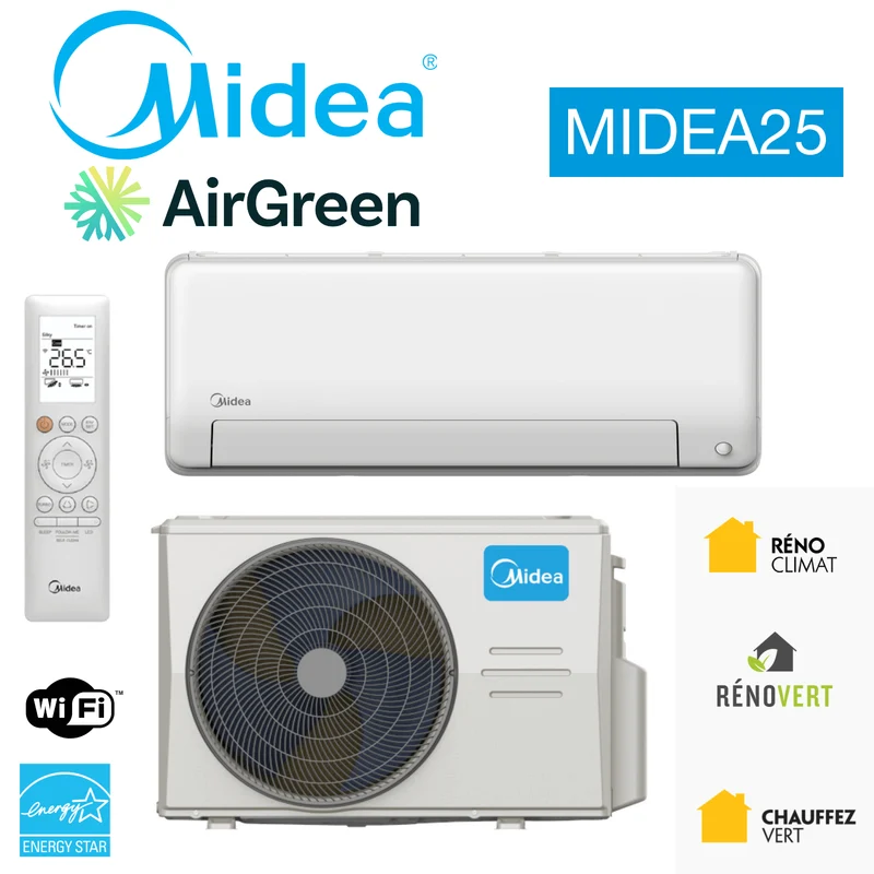 Thermopompe Murale MIDEA25 | 18 000 BTU | Montréal, Rive Sud, Rive Nord