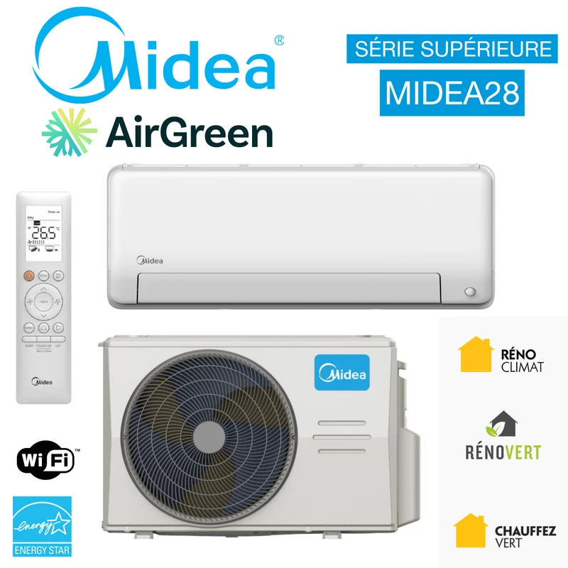 Thermopompe Murale MIDEA28 | 12 000 BTU | R-454B (-30 °C)
