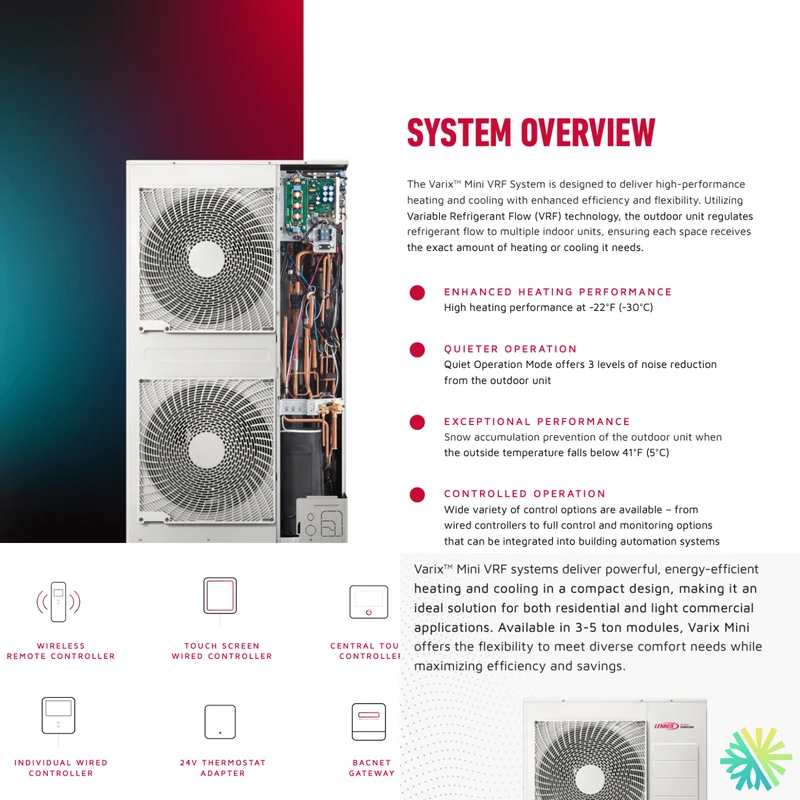 LENNOX Varix Mini VRF | 5 Tonnes - 60 000 BTU | Pièces par Samsung