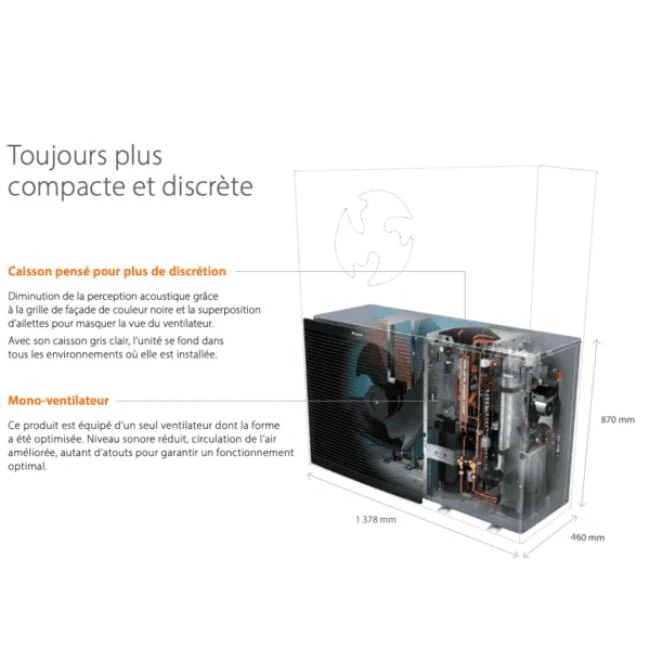 Pompe à chaleur air-eau Daikin Altherma 3 M Taille 14 - Chaud seul - Monophasé avec résistance 3 kW
