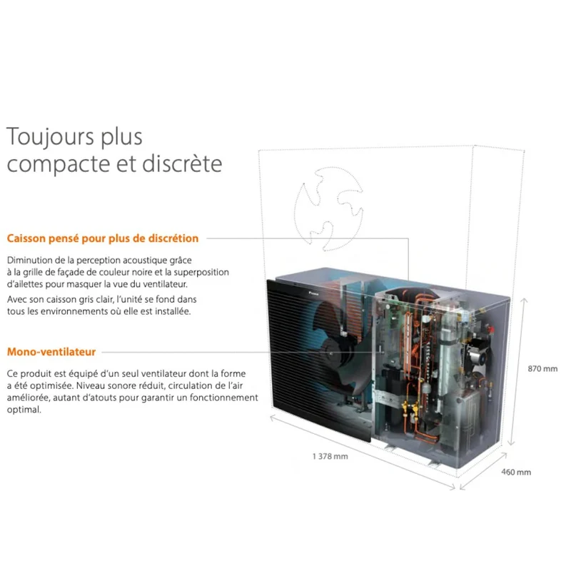 Pompe à chaleur air-eau Daikin Altherma 3 M Taille 11 - Chaud seul - Monophasé sans résistance
