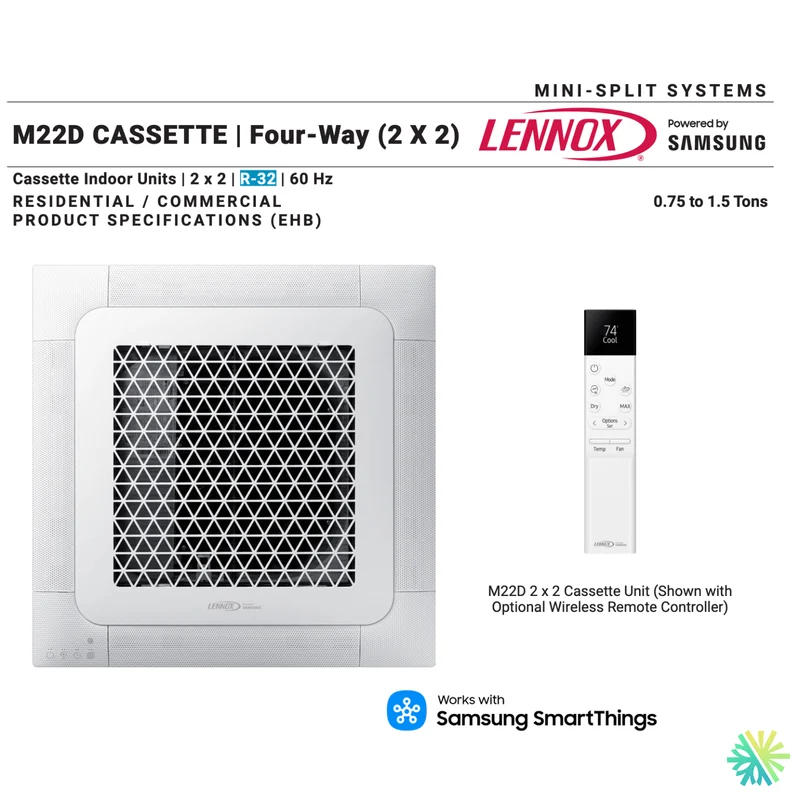 Cassette à 4 voies (2 x 2) LENNOX M22D | 12 000 BTU | Samsung Parts