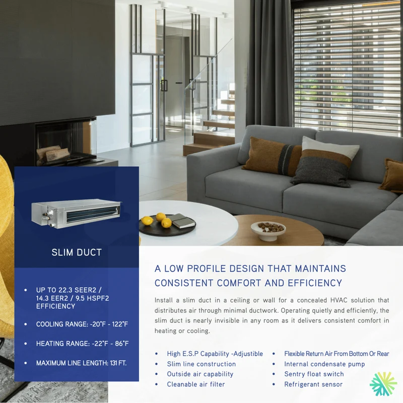 Thermopompe Gainable GREE All Match Slim Duct R32 | 24 000 BTU