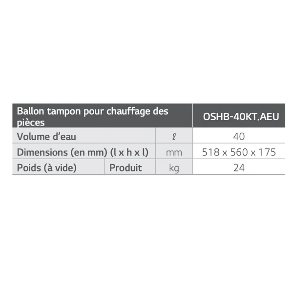 Ballon tampon pour chauffage des pièces 40 litres