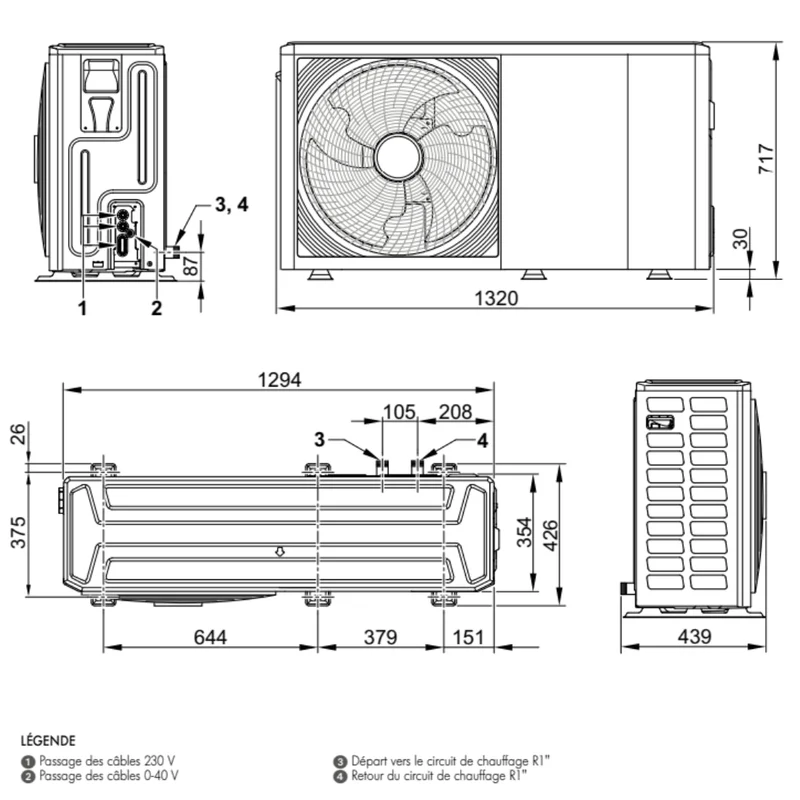 Pompe à chaleur air-eau De Dietrich ALEZIO M R32 - 12 kW Triphasé