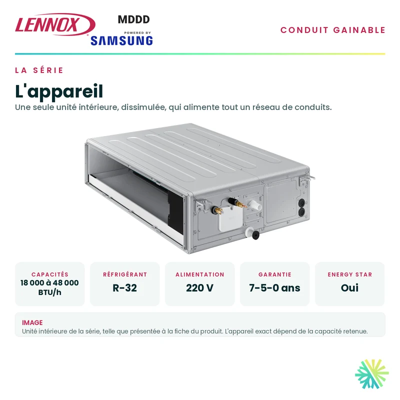 Conduit Gainable LENNOX MDDD | 36000 BTU | Pièces par Samsung