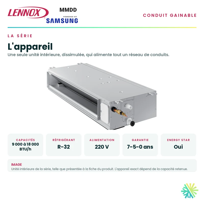 Climatiseur Gainable LENNOX MMDD | 12000 BTU | Pièces par Samsung