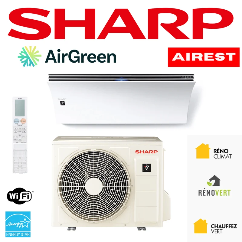 Thermopompe Murale SHARP CPU Airest | 12 000 BTU | Montréal, Laval, Rive Sud & Rive Nord