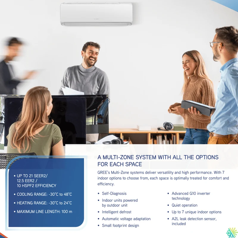 Thermopompe 4-Zone Gree FreeMatch R32 | 30 000 BTU | Montréal, Laval, Longueuil, Rive Sud & Rive Nord