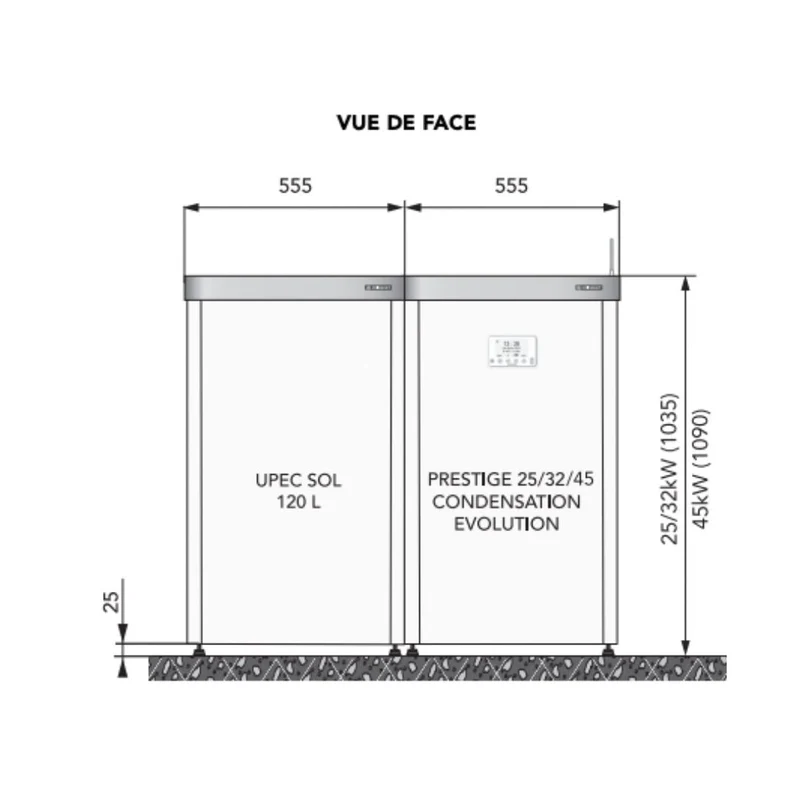 Ballon ECS Frisquet UPEC 120 litres inox sol horizontal