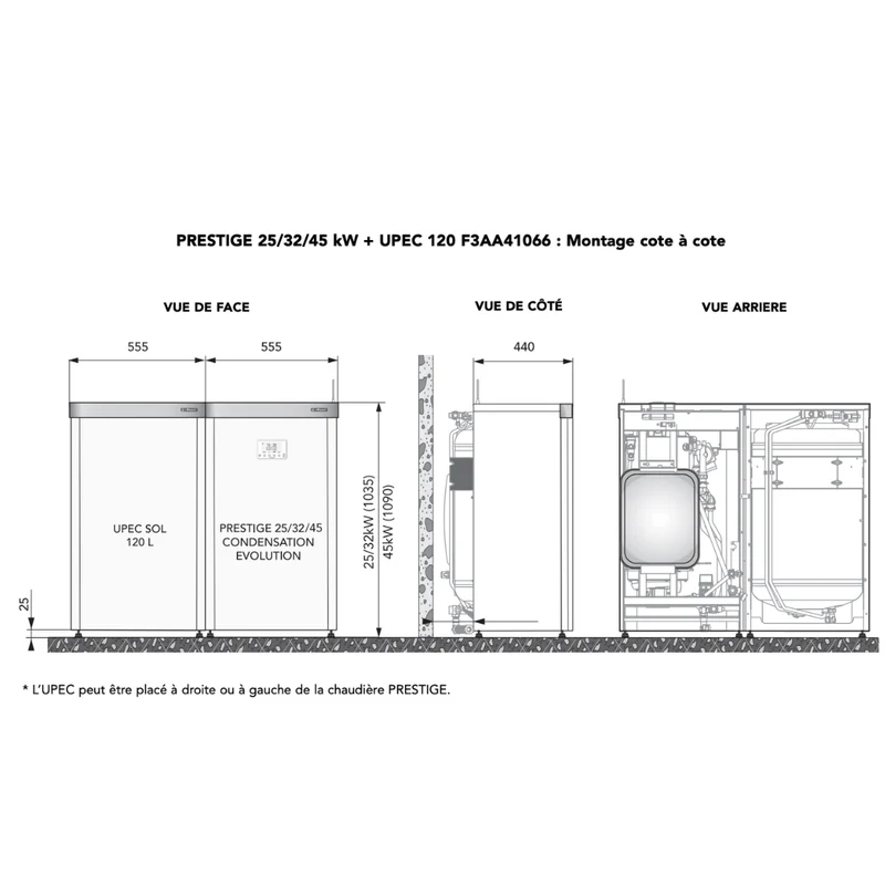 Ballon ECS Frisquet UPEC 120 litres inox sol horizontal