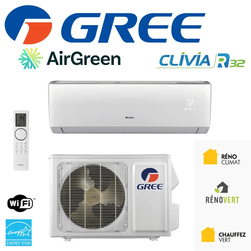 Thermopompe Murale Gree Clivia R32 | 18 000 BTU | Montréal, Laval, Longueuil, Rive Sud & Rive Nord