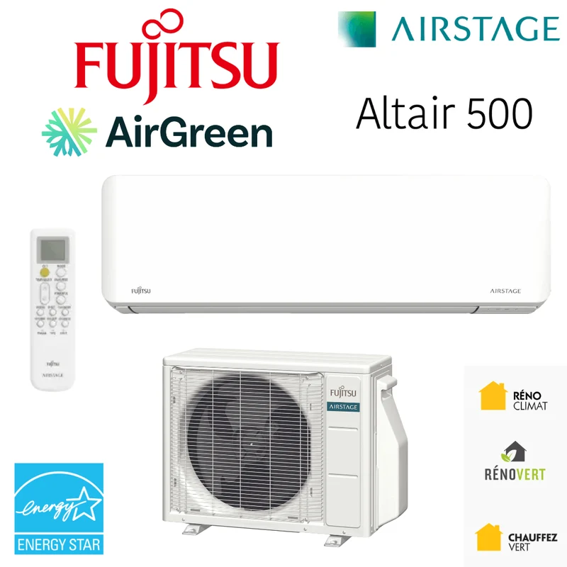 Thermopompe Murale FUJITSU ALTAIR 500 | KPAS R-32 | 18 000 BTU | Montréal, Laval, Longueuil, Rive Sud & Rive Nord