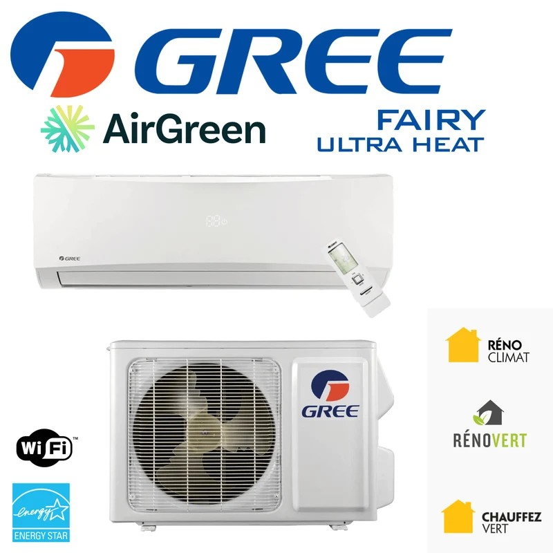 Mini Split Gree Fairy Ultra Heat | 24 000 BTU | Montréal, Rive Sud & Rive Nord