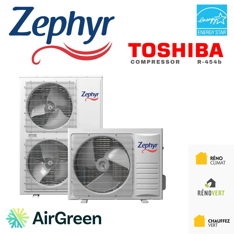 Thermopompe Centrale Zephyr | 5 Tonnes R-454B | Montréal, Laval, Longueuil, Rive Sud & Rive Nord