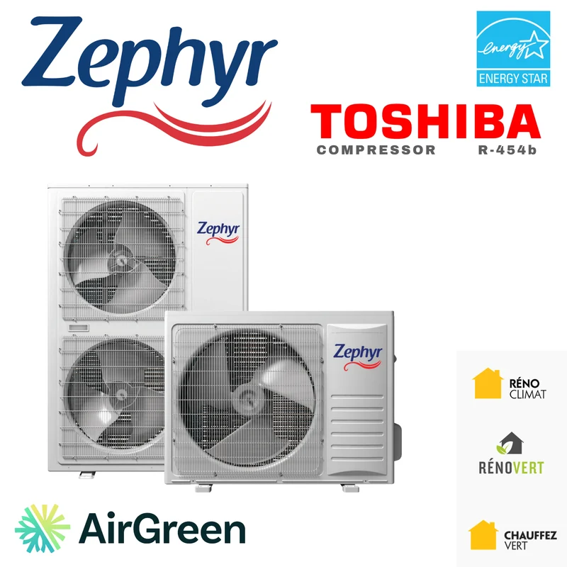 Thermopompe Centrale Zephyr | 4 Tonnes R-454B | Montréal, Laval, Longueuil, Rive Sud & Rive Nord
