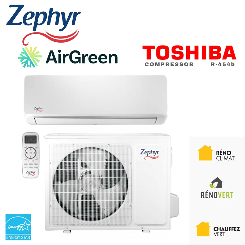 Thermopompe Murale Zephyr Série 25 | 12 000 BTU 115V R-454B | Montréal, Laval, Longueuil, Rive Sud & Rive Nord