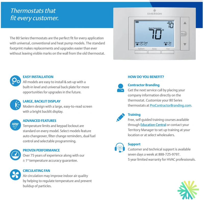 Thermostat EMERSON 80 Series 1F83C-11NP | Montréal, Laval, Longueuil, Rive Sud & Rive Nord