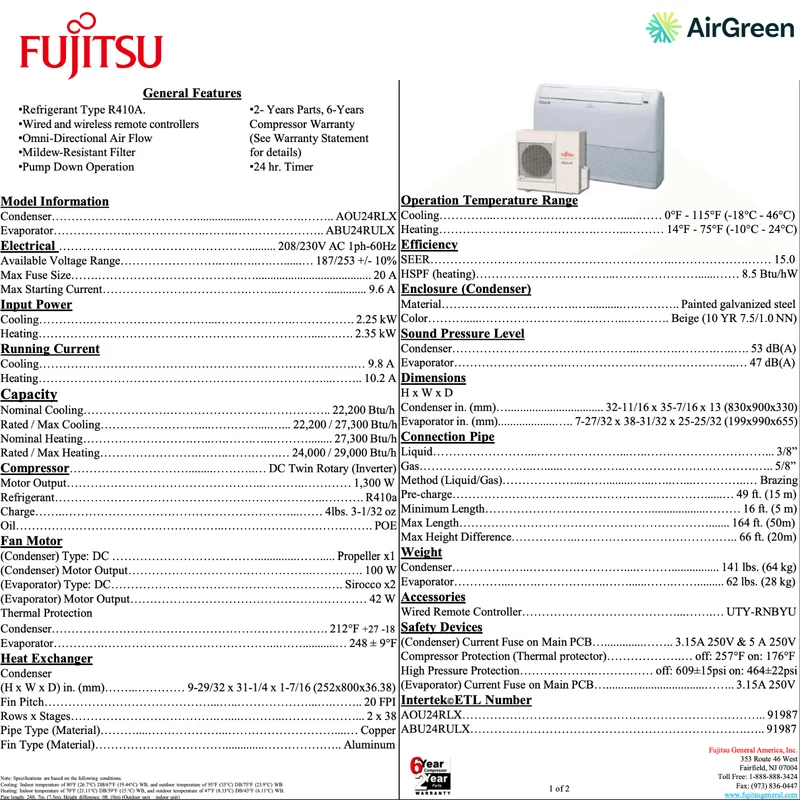 Unité Suspendue FUJITSU | 24 000 BTU | Montréal, Laval, Longueuil, Rive Sud et Rive Nord
