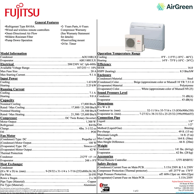Unité Suspendue FUJITSU | 18 000 BTU | Montréal, Laval, Longueuil, Rive Sud et Rive Nord