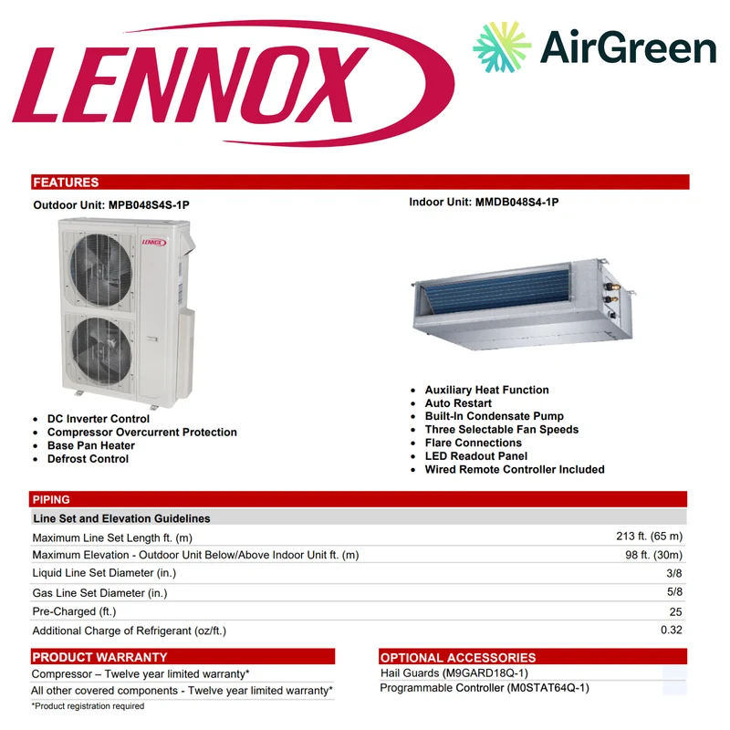 Système Gainable Lennox | 48 000 BTU | Montréal, Laval, Longueuil, Rive Sud et Rive Nord