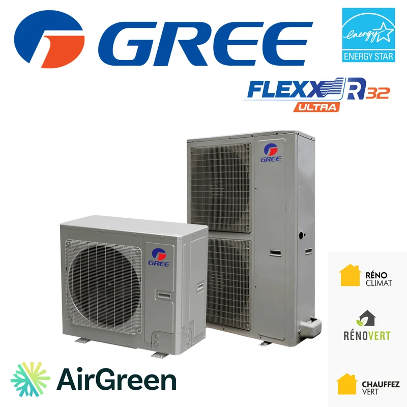 Thermopompe Centrale Gree FLEXX ULTRA R32 | 2 Tonnes | Montréal, Rive Sud, Montérégie