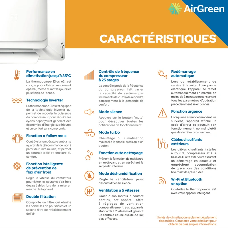 Thermopompe Murale ELIOS e21 | 36 000 BTU | Montréal, Laval, Longueuil, Rive Sud & Rive Nord