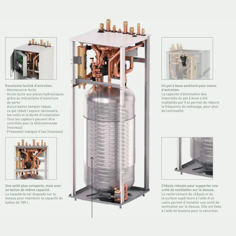 Pompe à chaleur air-eau Panasonic Aquarea Génération L All in One R290 7 kW ECS 185 L Monophasé