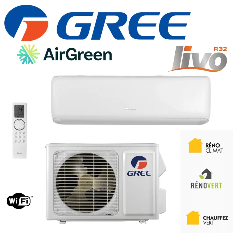 Thermopompe Murale Gree LIVO R32 | 30 000 BTU | Montréal, Laval, Longueuil, Rive Sud & Rive Nord