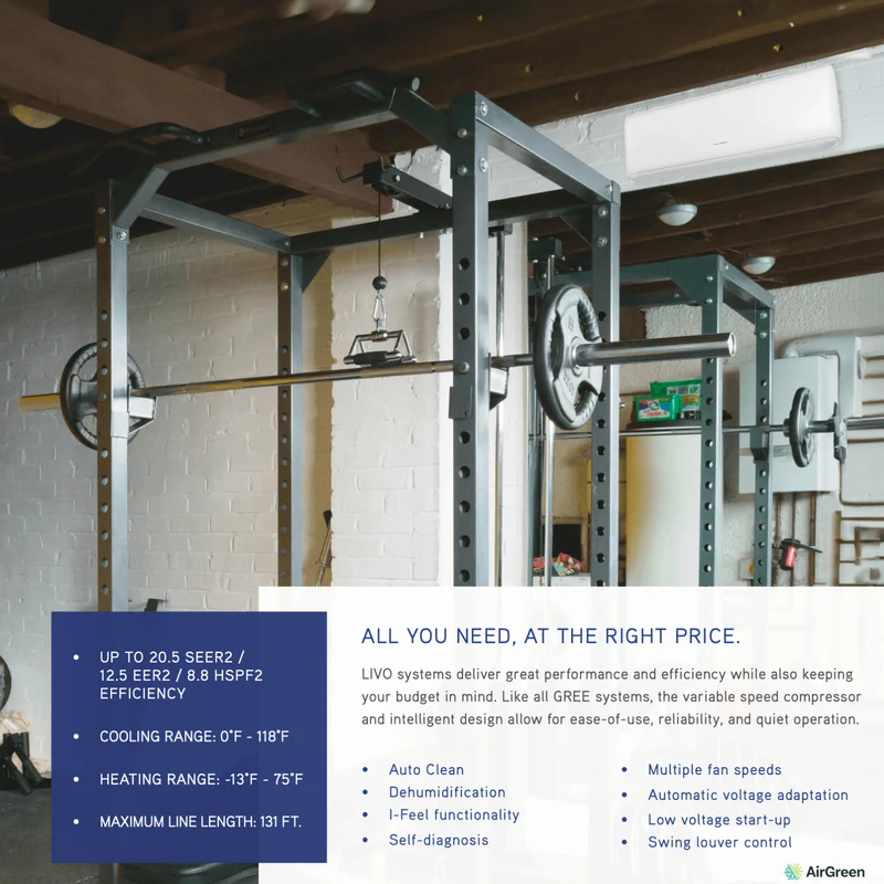 Thermopompe Murale Gree LIVO R32 | 12 000 BTU | Montréal, Laval, Longueuil, Rive Sud & Rive Nord