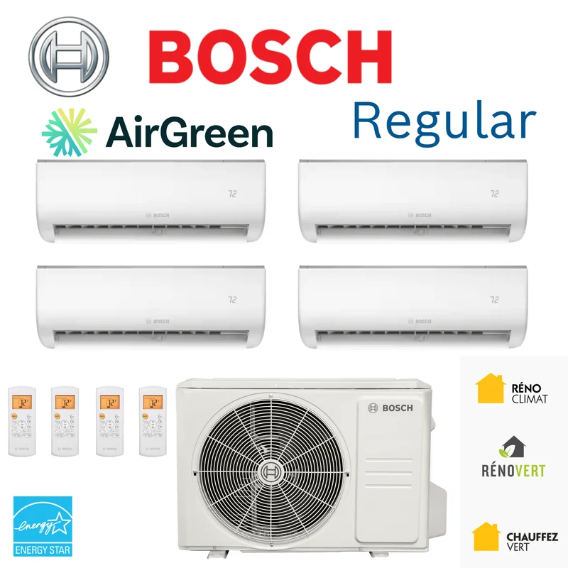 Thermopompe 4-Zones BOSCH Régulier | Compresseur 36 000 BTU | Montréal, Laval, Longueuil, Rive Sud et Rive Nord