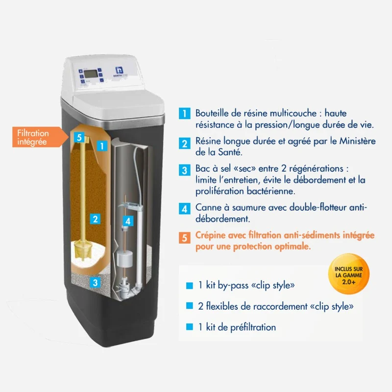 Adoucisseur 9 litres NSC9L+ complet avec mise en service incluse