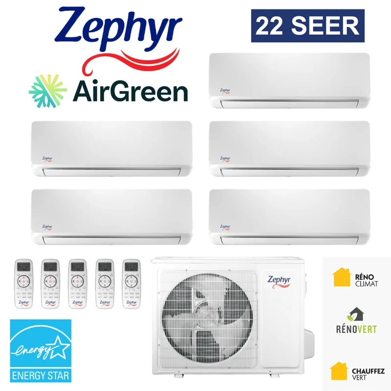 Thermopompe 5-Zone Zephyr 22 | Compresseur 42 000 BTU | Montréal, Laval, Longueuil, Rive Sud & Rive Nord